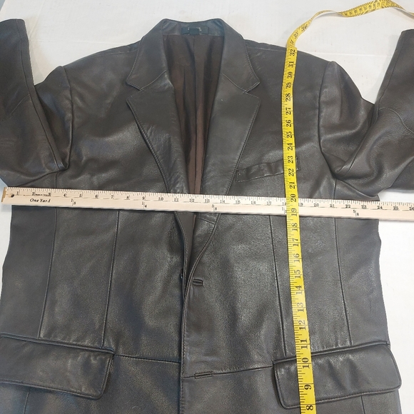 J. FERRAR Women's Oversized Brown Genuine Leather Blazer Jacket Size Large. - Picture 8 of 15